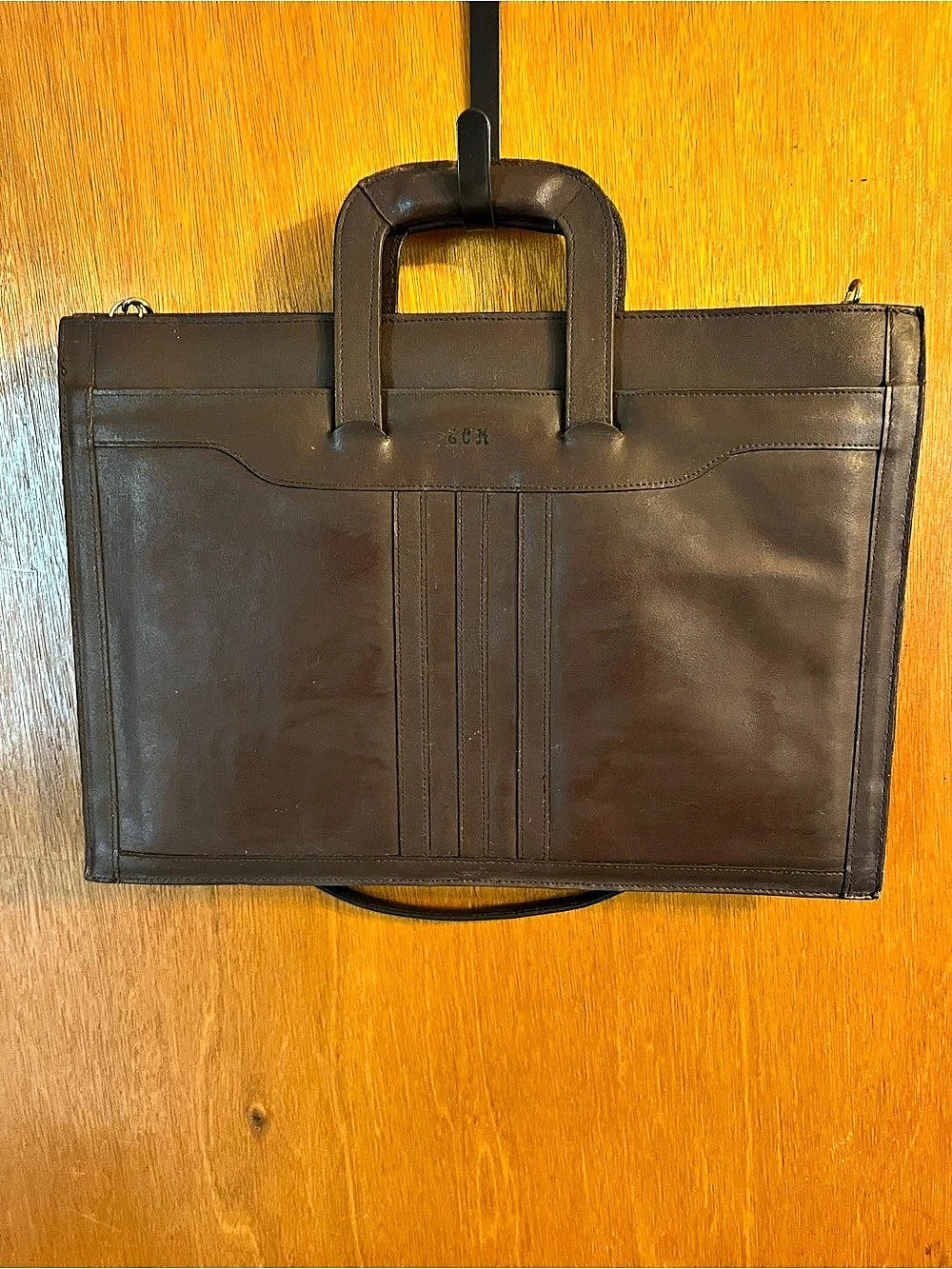 Brown Leather-Style Briefcase Bag